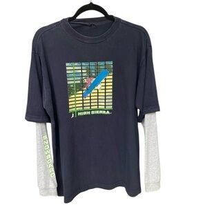Gently Used High Sierra Men's Blue and Gray Snowboard Long Sleeve Tee
